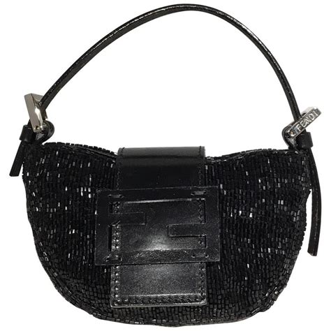 fendi black beaded evening baguette purse handbag|Fendi korea baguette bag.